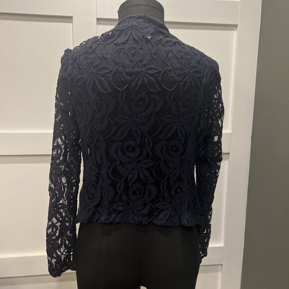 Premise Studio Navy Lace Jacket Zipper Detail Size Medium - Picture 6 of 7